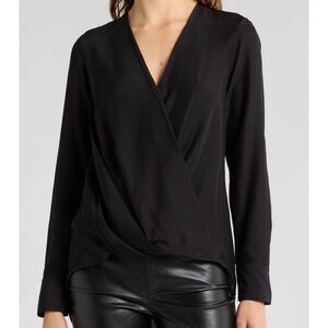 rag & bone Black Wrap silk Blouse
